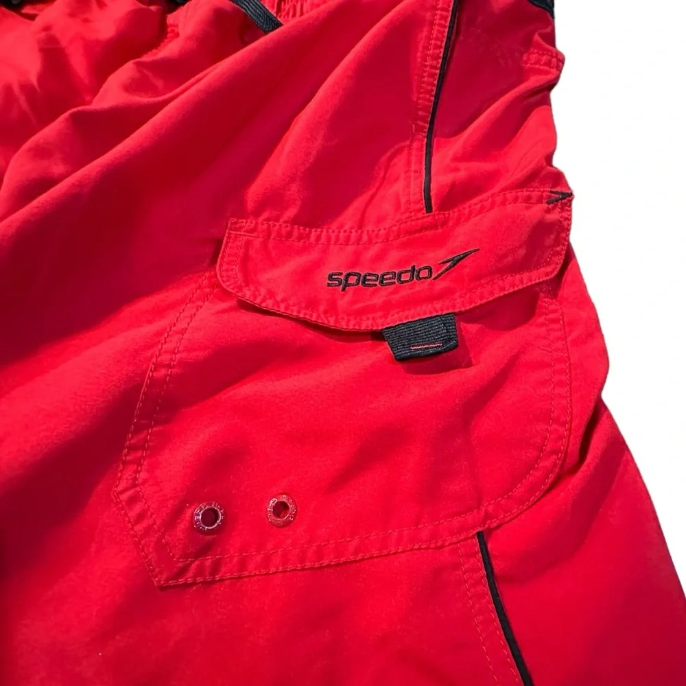 Speedo Men's XXL red Swim‎ Trunk Shorts Mesh Lined Pockets Casual